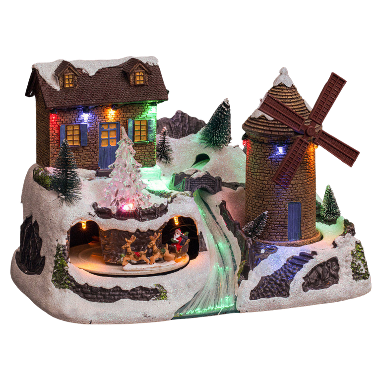 Fééric Lights and Christmas, szopka bożonarodzeniowa, Wiatrak, z oświetleniem LED