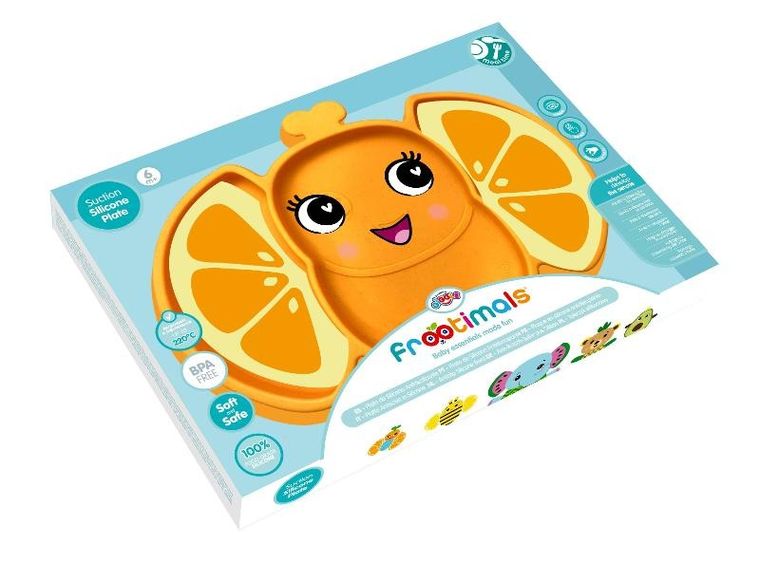Frootimals, talerzyk silikonowy, anty-poślizgowy, orangiefly