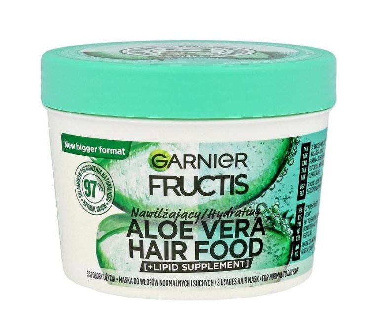Fructis, Hair Food, maska nawilżająca do włosów normalnych i suchych, aloe vera, 400 ml