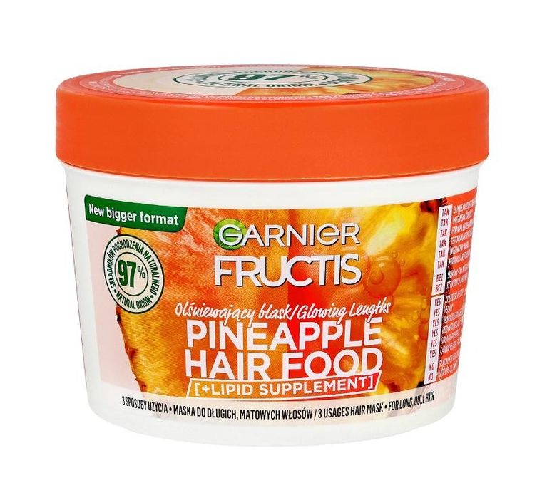 Fructis hair food, maska olśniewający blask do włosów długich i matowych, pineapple, 400 ml