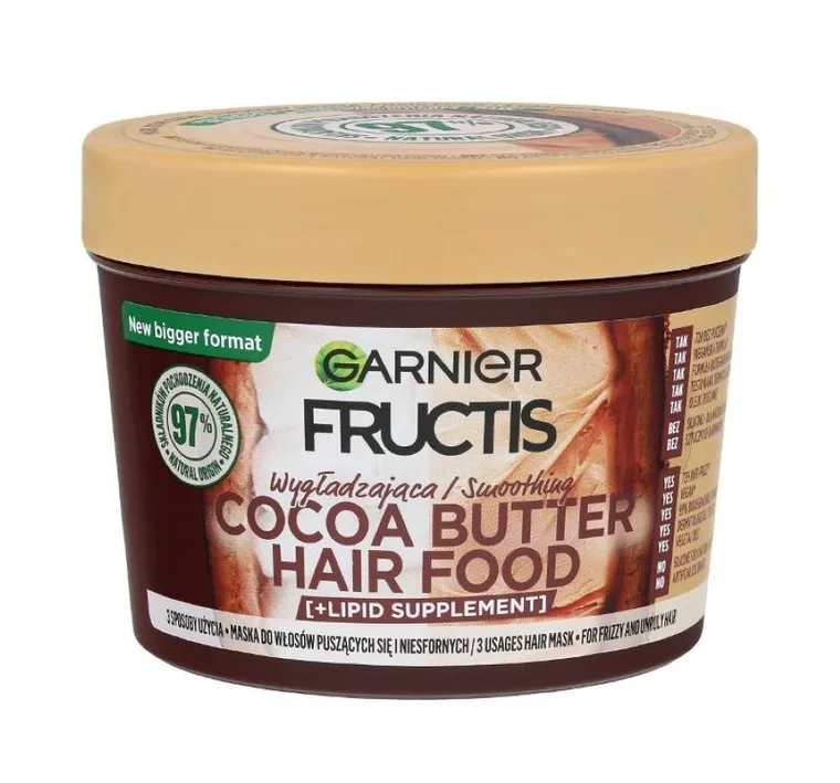 Fructis, Hair Food, maska wygładzająca do włosów puszących się i niesfornych, cocoa butter, 400 ml