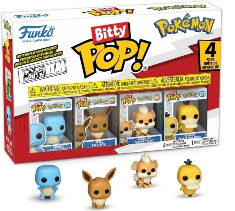 Funko Bitty Pop! Games: Pokemon, Squirtle, mini figurki kolekcjonerskie, 4 szt.