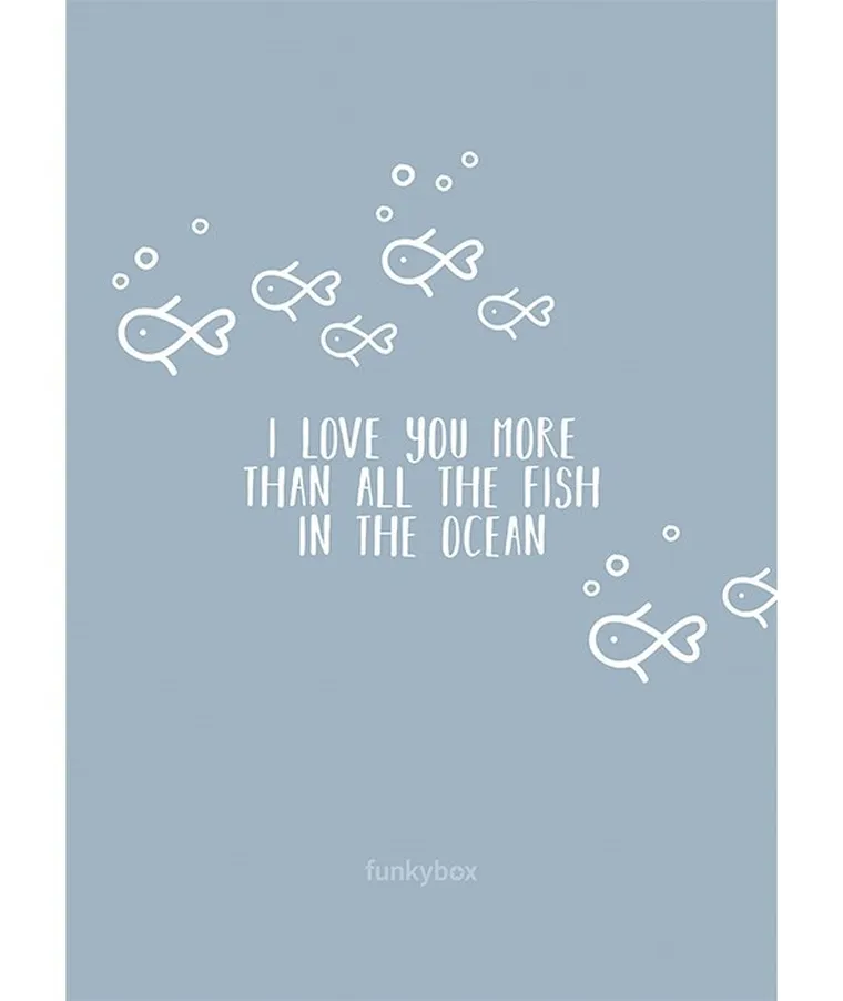 Funkybox, Fish, plakat dziecięcy, Vintage, niebieski, 30-42 cm