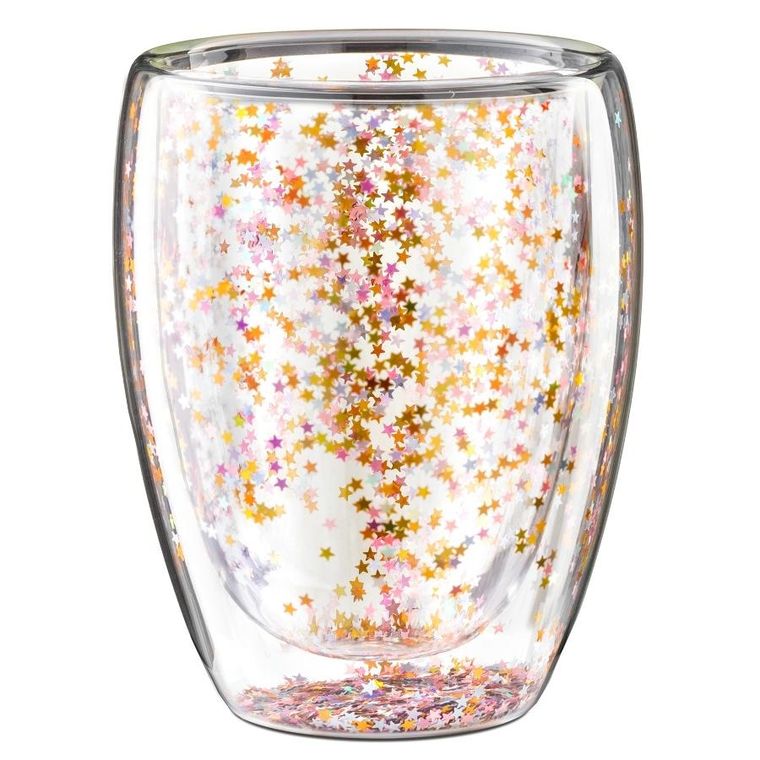 Gadget Master, gwiezdna szklanka, cekiny, podwójne ścianki