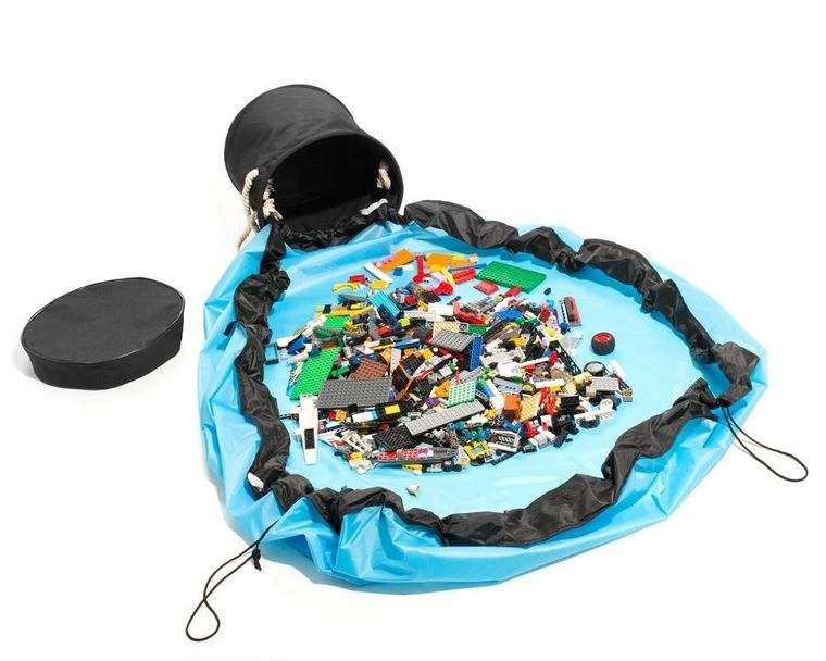 Gadget Master, kosz na zabawki z matą do zabawy 2w1, niebieski