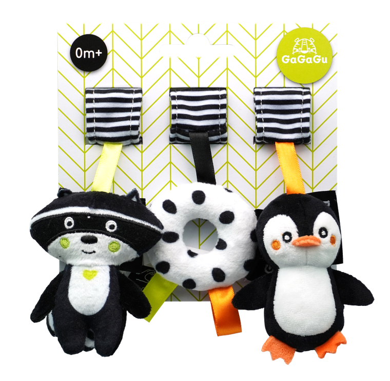 Gagagu, pluszowe zawieszki, szop, pingwin, oponka