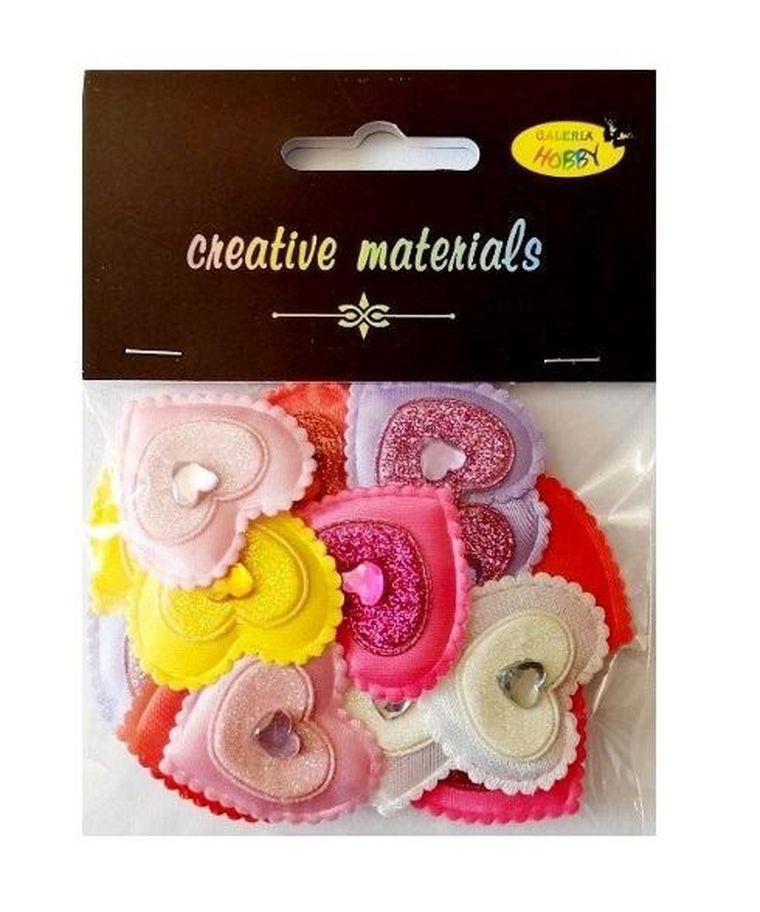 Galeria Hobby, aplikacje materiałowe, serca z kryształ, 3,5 cm, 18 szt.