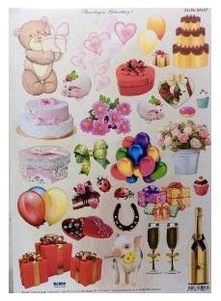 Galeria Hobby, arkusz do techniki 3D, sztancowany, urodziny