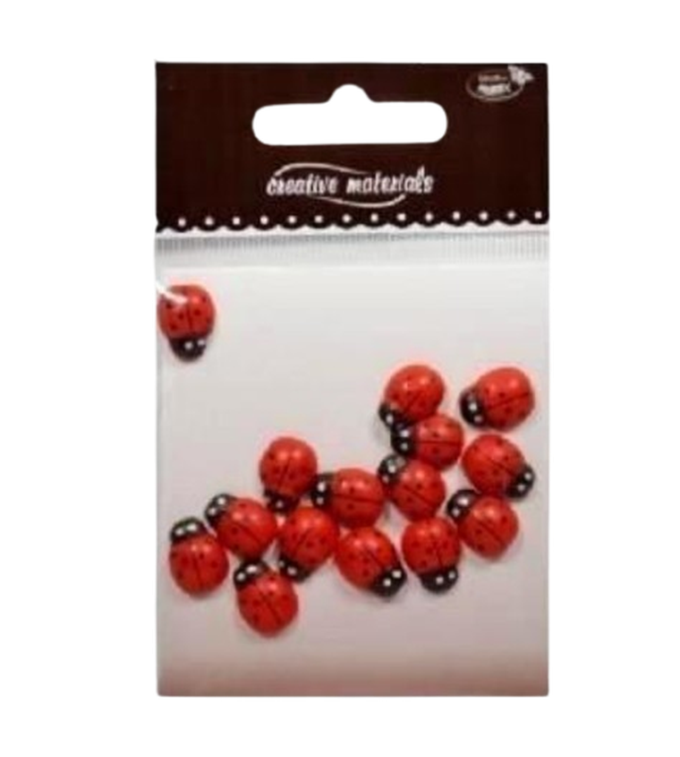 Galeria Hobby, biedronki drewniane, czerwone, 10-13 mm, 15 szt.