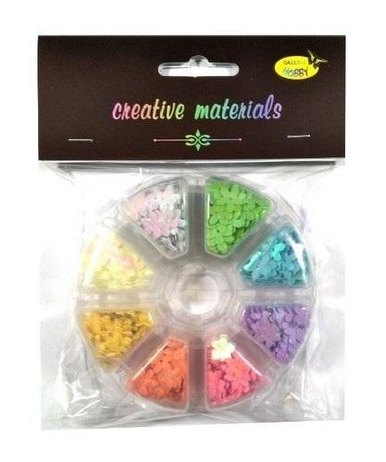 Galeria Hobby, cekiny, kwiatki, 8 kolorów, 6 mm, 40g