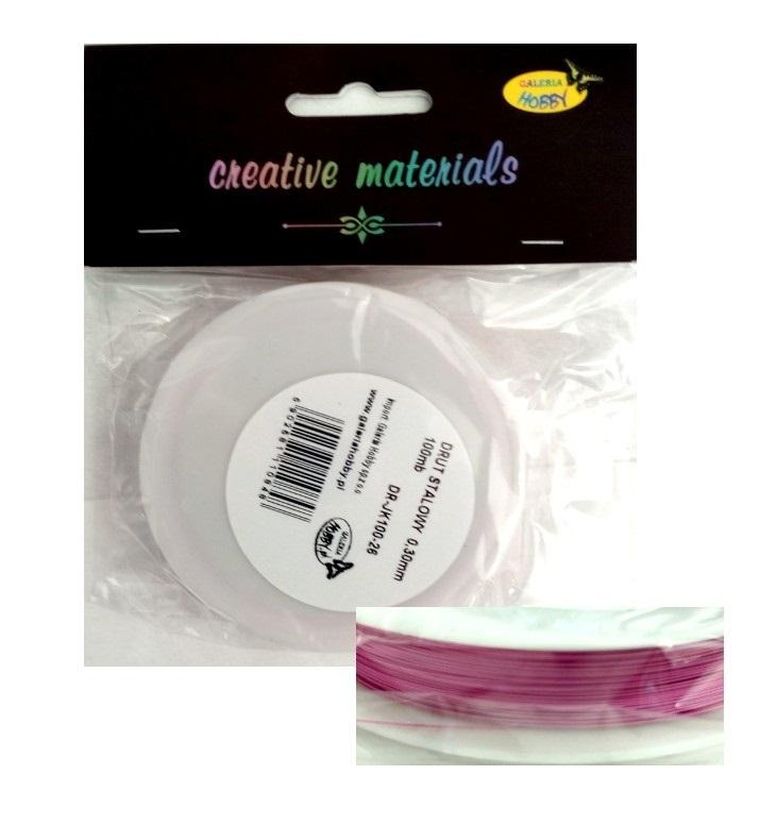 Galeria Hobby, drut stalowy, różowy, 0.3mm, 100mb