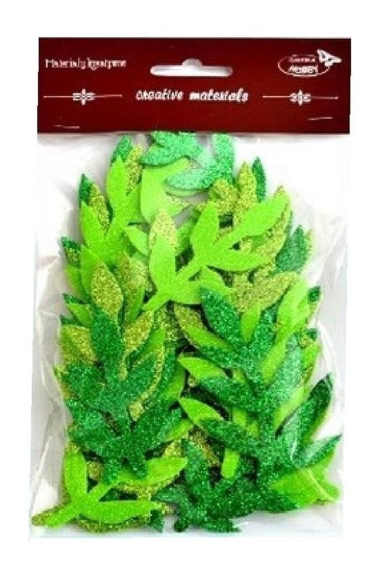 Galeria Hobby, gałązki brokatowe, tonacja zielona, 36 szt.