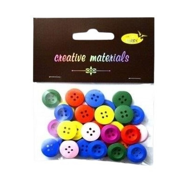 Galeria Hobby, guziki drewniane, kolorowe, 15 mm, 15 g