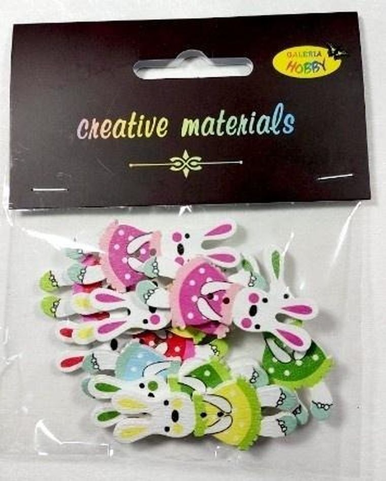 Galeria Hobby, guziki ozdobne, króliczki, 45 mm, 10 szt.