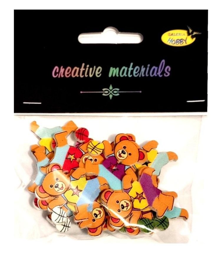 Galeria Hobby, guziki ozdobne, Misie, 30 mm, 15 szt.