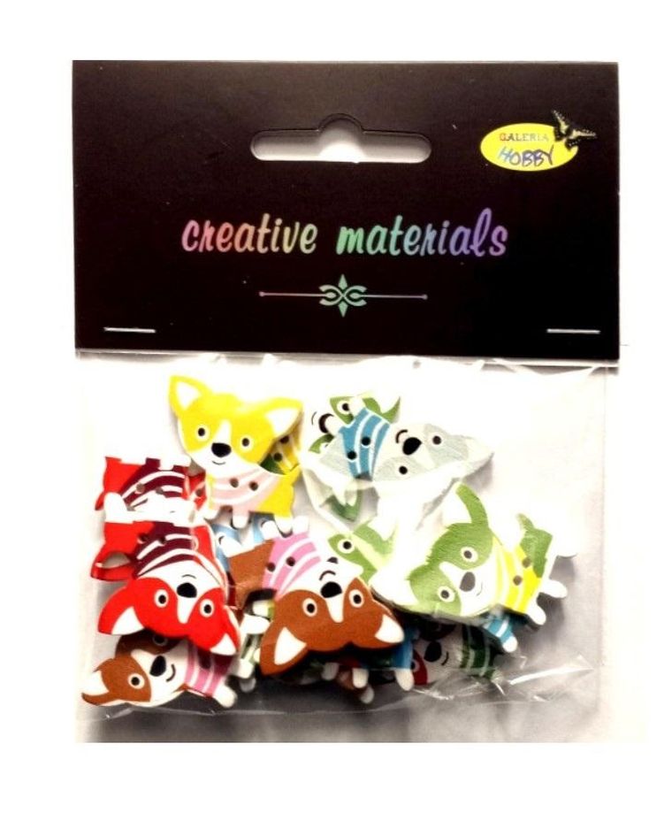 Galeria Hobby, guziki ozdobne, Pieski, 25 mm, 15 szt.