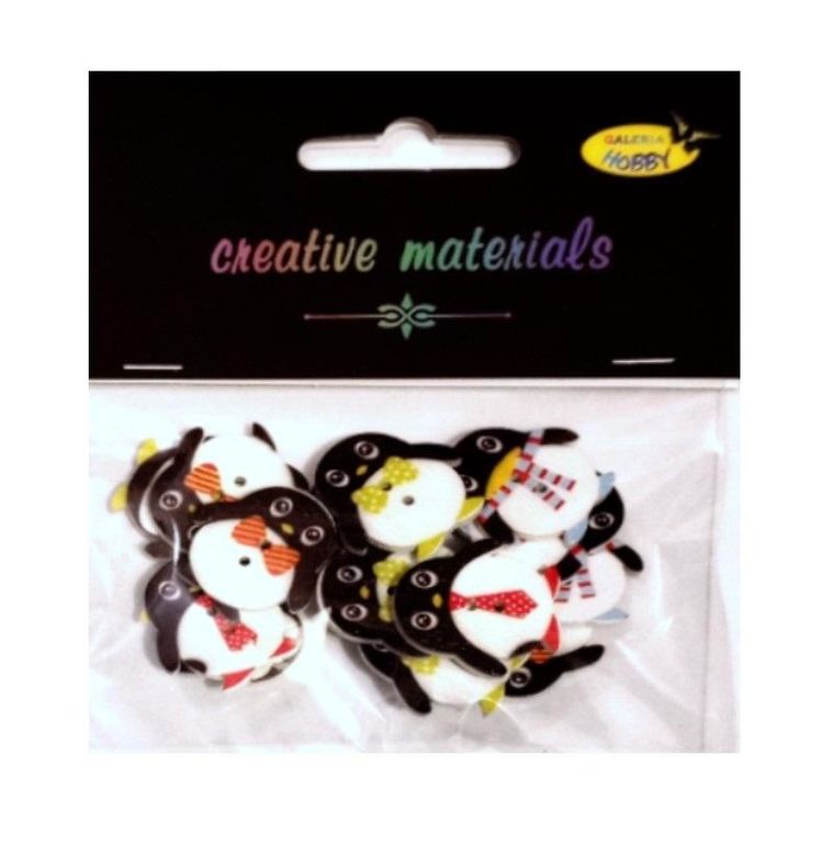 Galeria Hobby, guziki ozdobne, Pingwin, 25 mm, 15 szt.