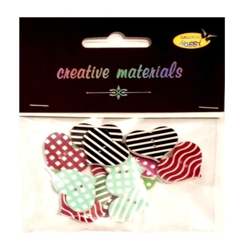 Galeria Hobby, guziki ozdobne, Serca, 20 mm, 15 szt.