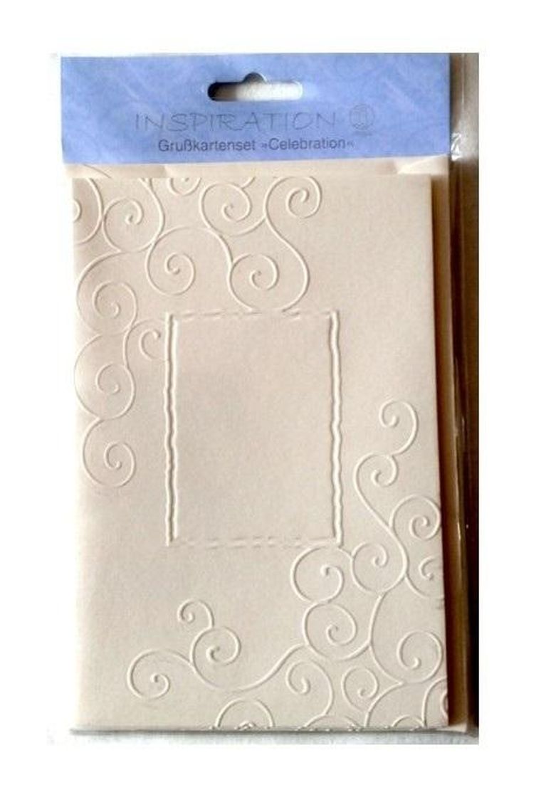 Galeria Hobby, karty tłoczone + koperty, ornament creme, 5 szt.