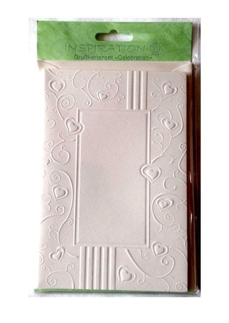 Galeria Hobby, karty tłoczone + koperty, ornament, serca creme, 5 szt.