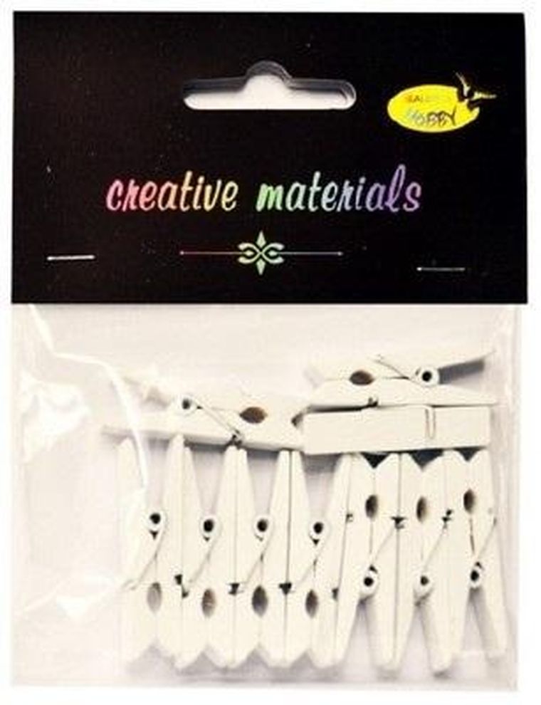 Galeria Hobby, klamerki, białe, 35 mm, 10 szt.