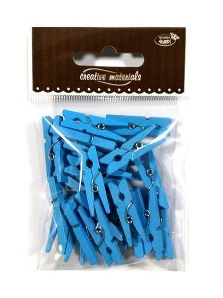 Galeria Hobby, klamerki drewniane, jasne niebieskie, 30 mm, 25 szt.