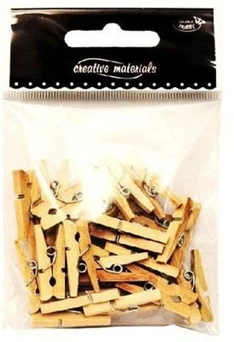 Galeria Hobby, klamerki drewniane, naturalne, 25 mm, 25 szt.