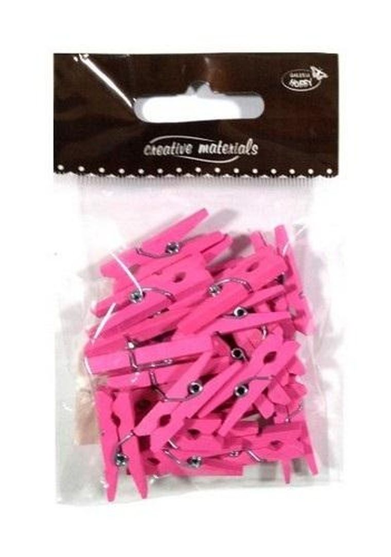 Galeria Hobby, klamerki drewniane, różowe, 30 mm, 25 szt.