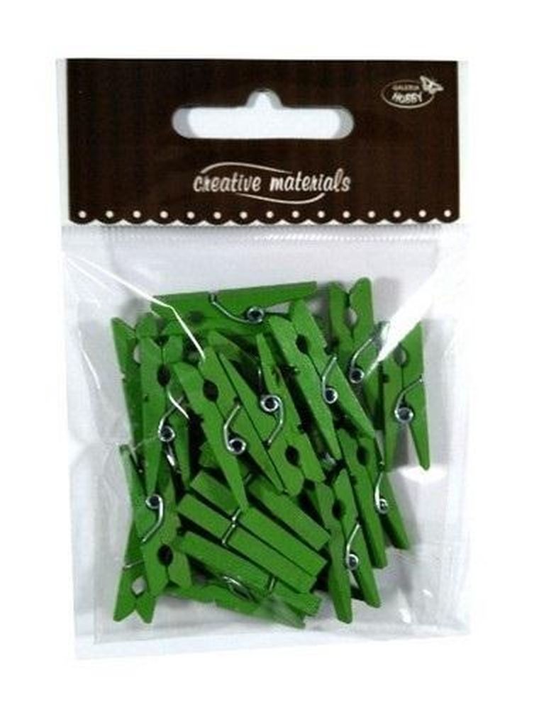 Galeria Hobby, klamerki drewniane, zielone, 30 mm, 25 szt.