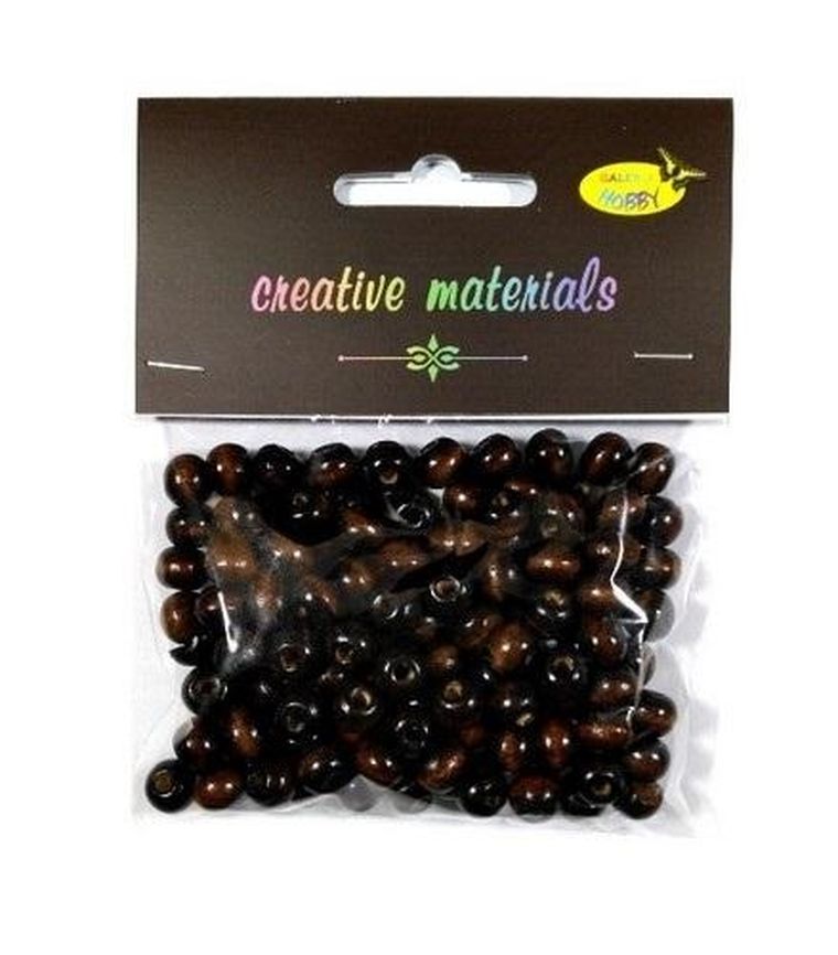 Galeria Hobby, koraliki drewniane, ciemny brąz, 9 mm, 26g