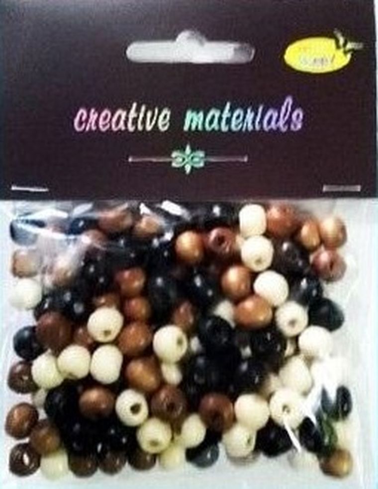 Galeria Hobby, koraliki drewniane, naturalne, ok. 26g, ok. 150 szt.