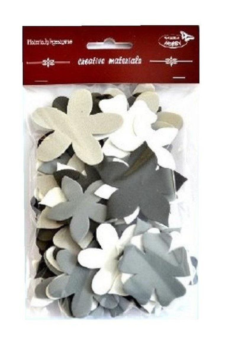 Galeria Hobby, kwiatki, czarno-szaro-białe, 60 szt.