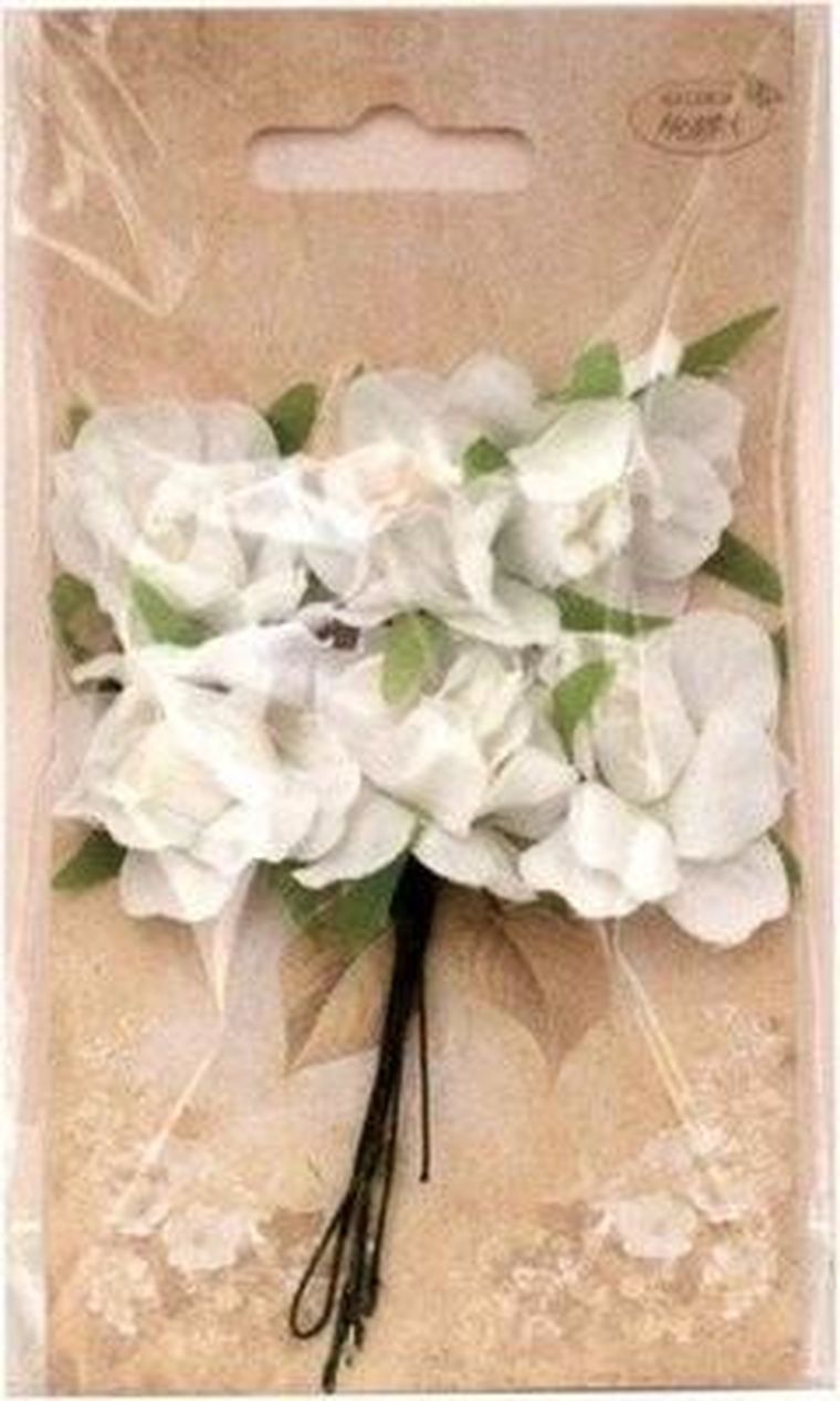 Galeria Hobby, kwiatki materiałowe, białe, 3 cm, 6 szt.