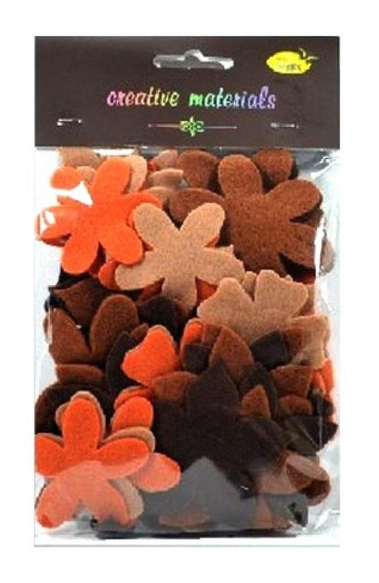 Galeria Hobby, kwiatki z filcu, tonacja brązowa, 60 szt.