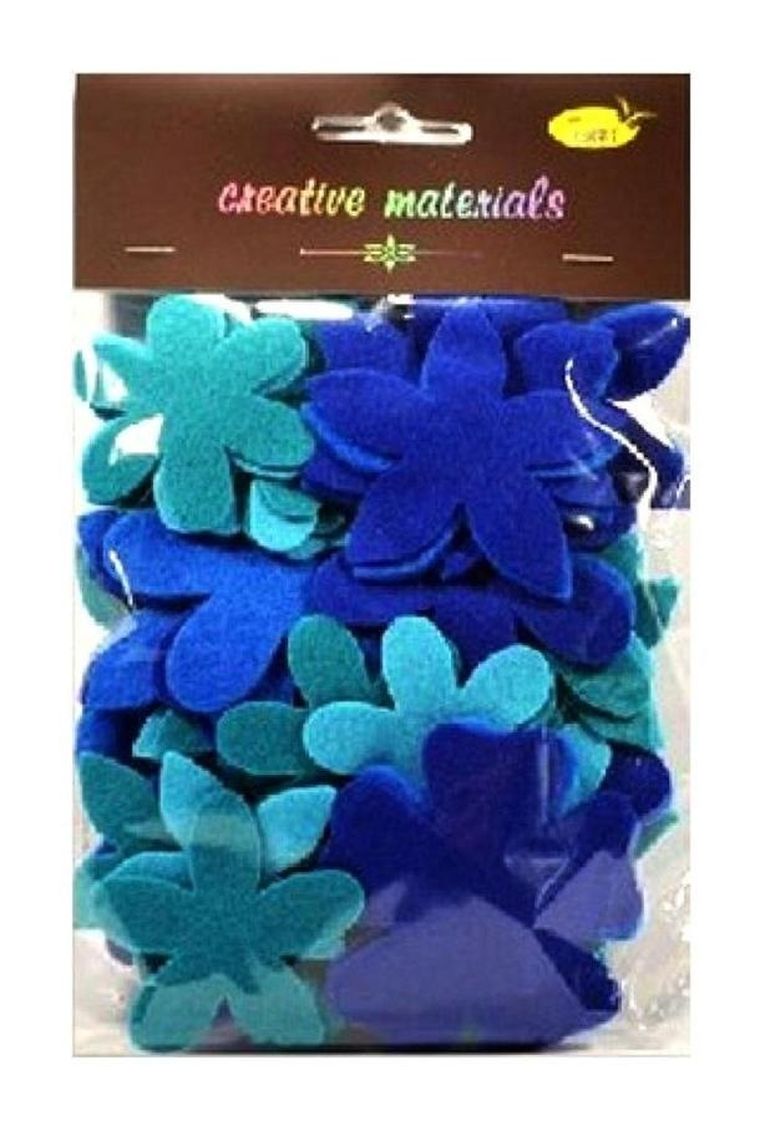 Galeria Hobby, kwiatki z filcu, tonacja niebieska, 60 szt.
