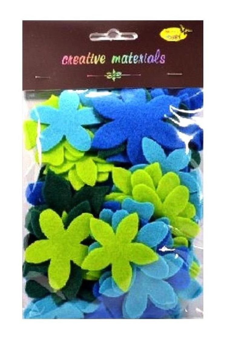 Galeria Hobby, kwiatki z filcu, tonacja zimna, 60 szt.