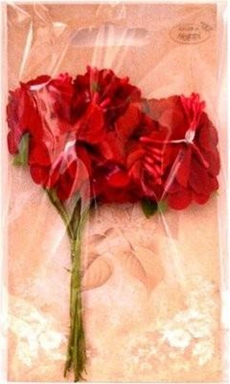 Galeria Hobby, kwiaty materiałowe, czerwone, 4 cm, 6 szt.