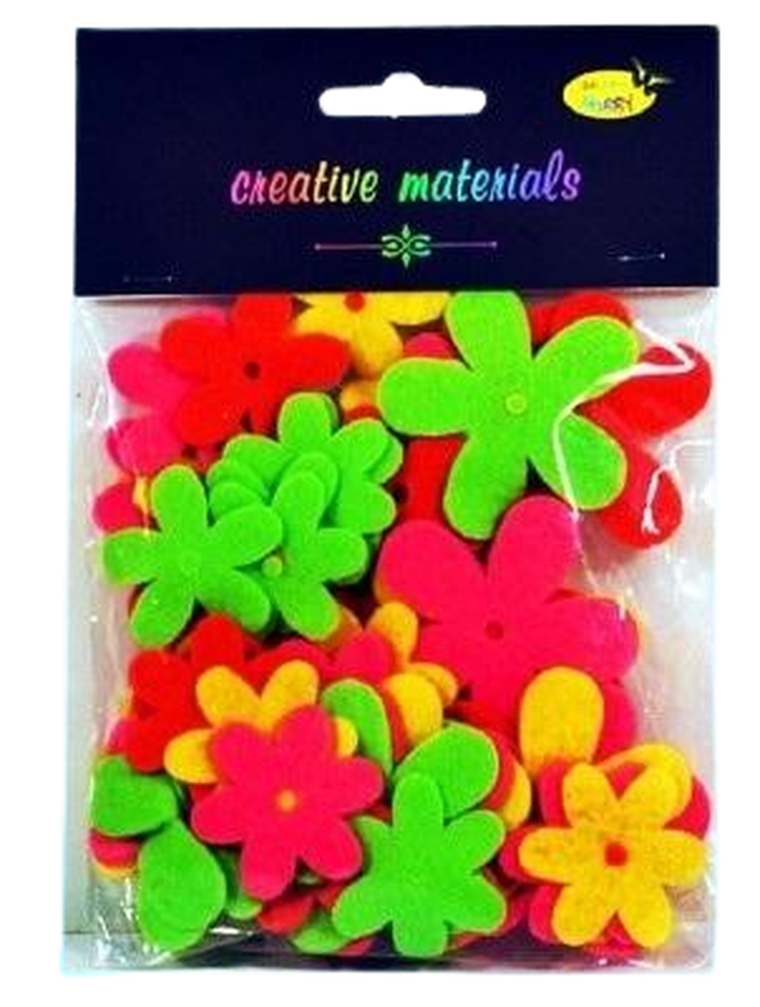 Galeria Hobby, kwiaty z filcu z dziurką, 36-52 mm, 56 szt.