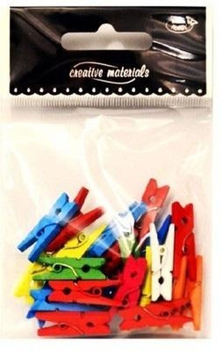 Galeria Hobby, małe klamerki drewniane, kolorowe, 25 szt.