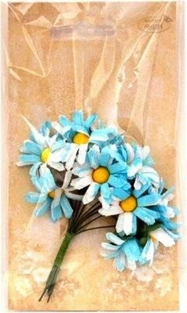 Galeria Hobby, margerytki materiałowe, niebiesko-białe, 2 cm, 12 szt.
