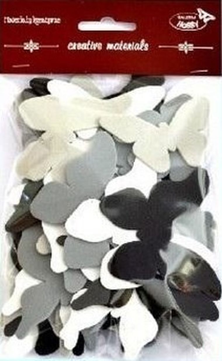 Galeria Hobby, motyle, czarno-szaro-białe, 52 szt.
