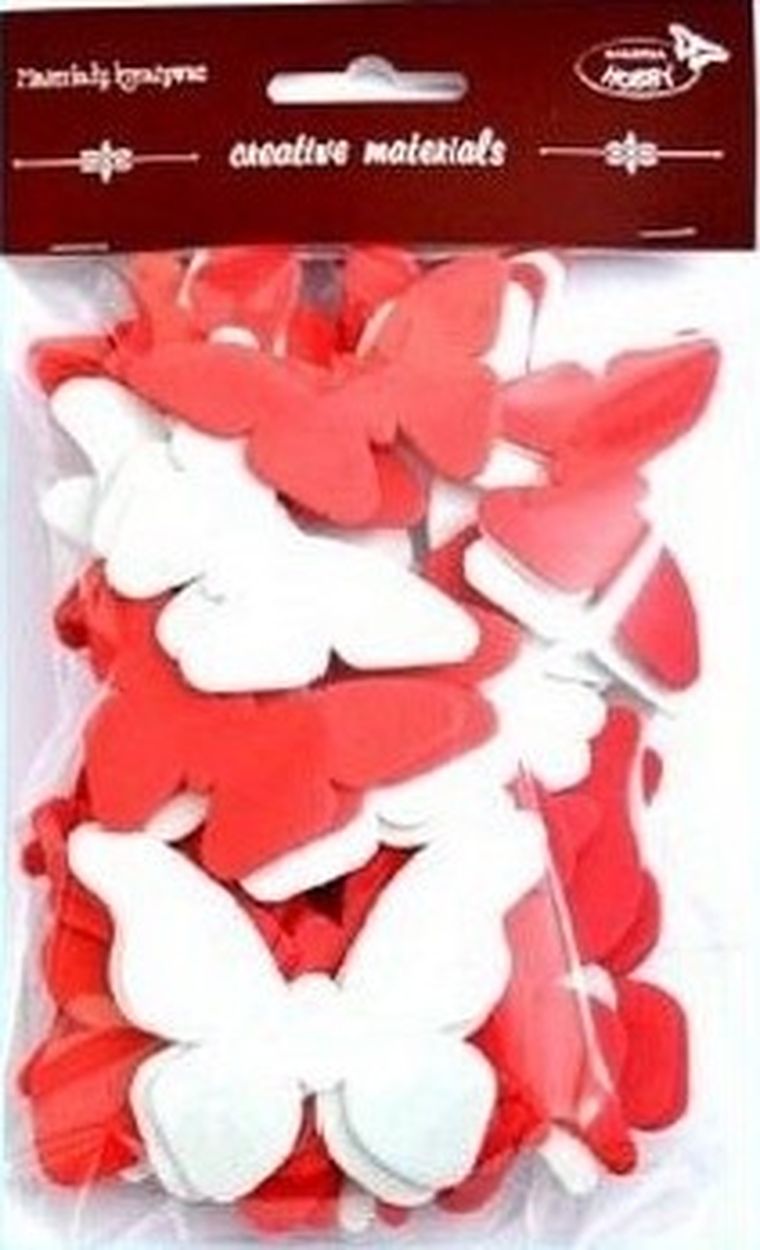 Galeria Hobby, motyle, czerwono-białe, 52 szt.