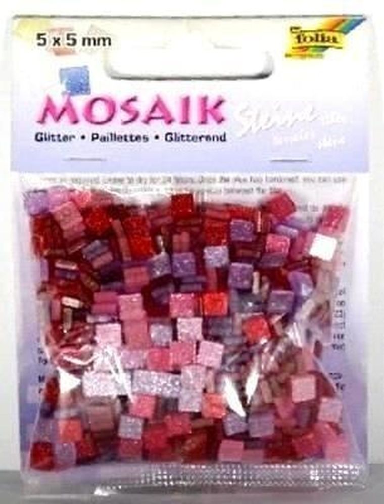 Galeria Hobby, mozaika kamyczki brokatowe, różowe, 5-5 mm