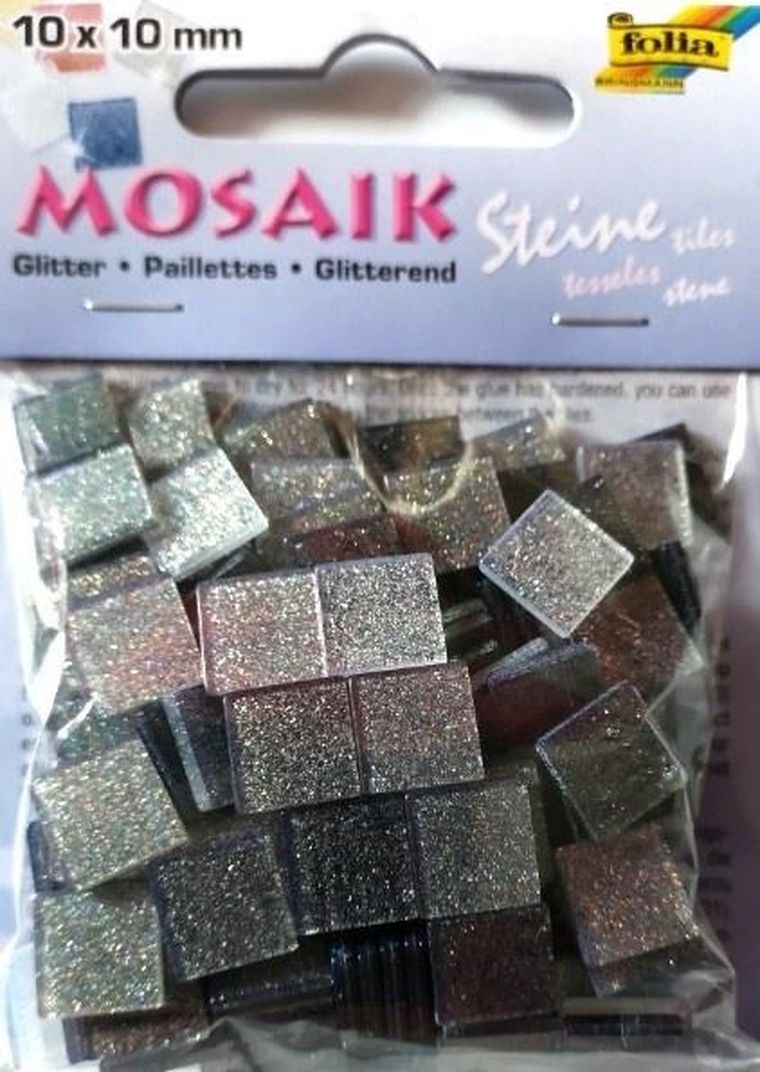 Galeria Hobby, mozaika kamyczki brokatowe, szara, 10-10 mm