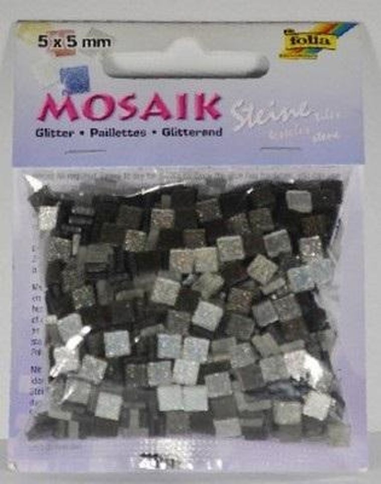 Galeria Hobby, mozaika kamyczki brokatowe, szare, 5-5 mm