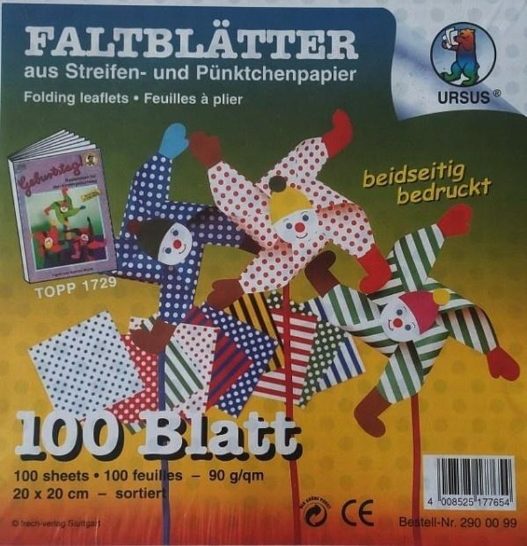 Galeria Hobby, papier origami, kropki/paski, 20-20 cm, 100 arkuszy