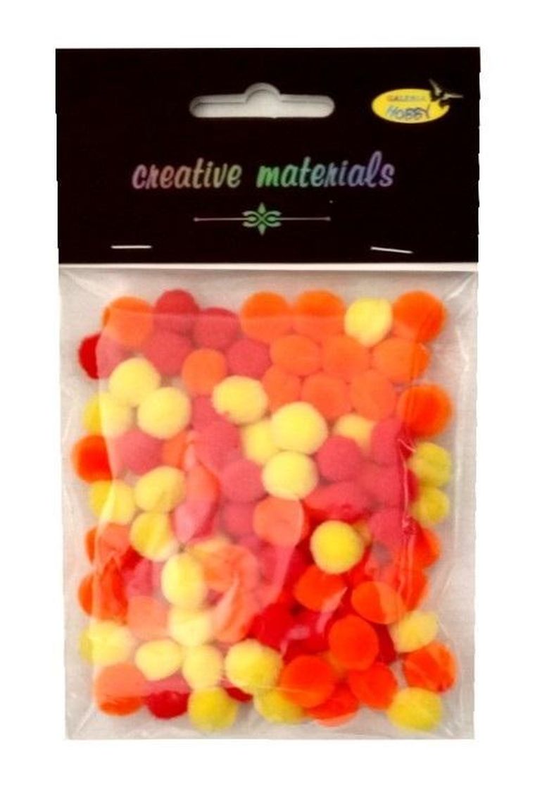 Galeria Hobby, pomopny akrylowe żółto-pomarańczowo-czerwone, 10 mm, 100 szt.