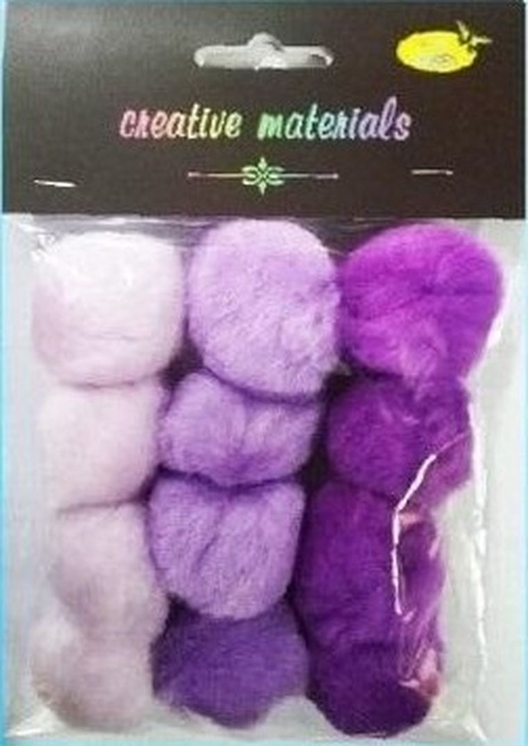 Galeria Hobby, pompony akrylowe, fioletowe, 40 mm, 12 szt.