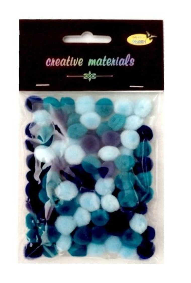 Galeria Hobby, pompony akrylowe, niebieskie, 10 mm, 100 szt.