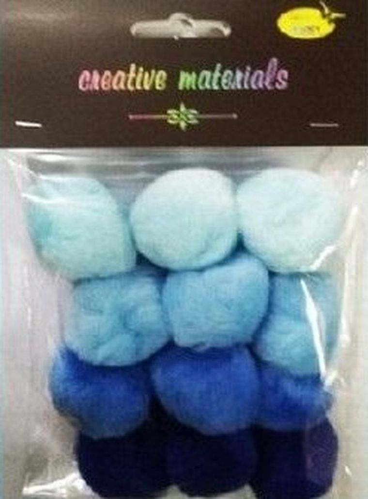 Galeria Hobby, pompony akrylowe, niebieskie, 40 mm, 12 szt.